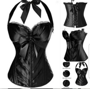 Charmian Black Satin Corset Top 3XL